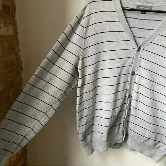 Merona Boys’ Large Striped Cardigan Sweater - Fits Women’s M/L - Picture 6 of 10